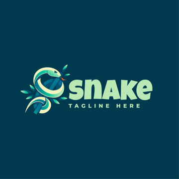 Vector Logo Illustration Snake Gradient Colorful Style.