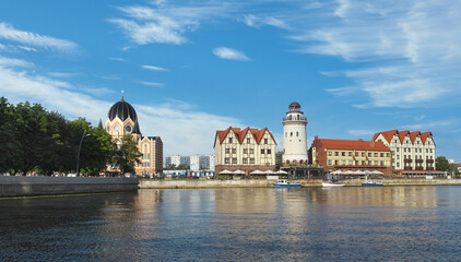 Panoramic beautiful view of Kaliningrad in Russia for tourists..