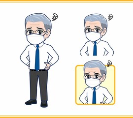 マスクをしているサラリーマンの男性