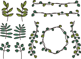 葉っぱのフレーム飾りのイラスト