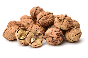 walnuts on white background