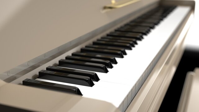 Champagne Gold Grand Piano under Black Background. 3D illustration. 3D high quality rendering. 3D CG.
