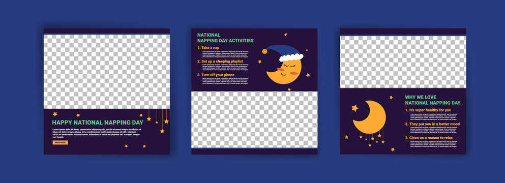 National Napping Day. Holiday concept. Template for social media post, background, banner, card, and poster.