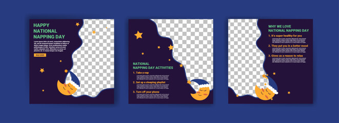 National Napping Day. Holiday concept. Template for social media post, background, banner, card, and poster.