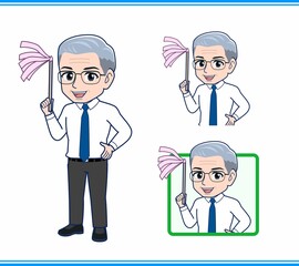 掃除をしているサラリーマンの男性