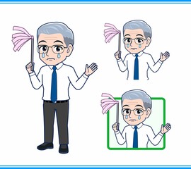 掃除をしているサラリーマンの男性