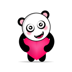cute panda holding my heart illustration design kawaii