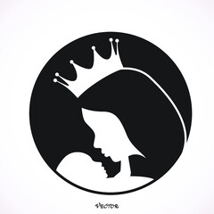 The mother in the crown holding baby