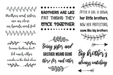 Set of Calligraphy sayings for print. Vector Quotes about brother, brotherhood