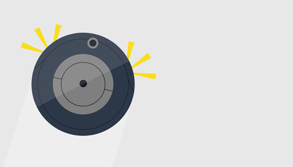 Robot vacuum cleaner. Banner template. Household cleaning equipment. Vector illustration in flat style isolated on white background.