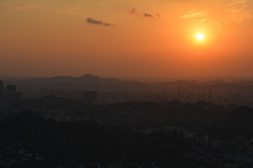 sunset over the city