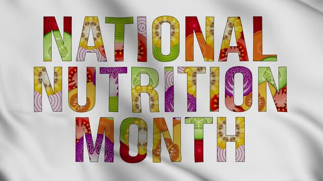 Nutrition Month is celebrated every March, It focuses on helping people to make correct food choices as well as developing good eating and exercising habits. seamless video animation. - Powered by Adobe