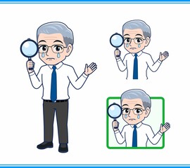 白髪のサラリーマンの男性