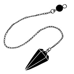 Magic pendulum made of stone for fortune telling and fortune telling. Vector hand illustration. - obrazy, fototapety, plakaty