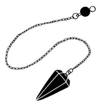 Magic pendulum made of stone for fortune telling and fortune telling. Vector hand illustration.