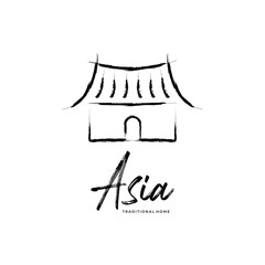 traditional asian home logo vector modern simple brush concepts