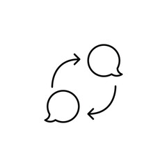Bubble speech with arrow, feedback line icon. Testimonials and customer relationship management concept. Simple outline style. Vector illustration isolated on white background. EPS 10.