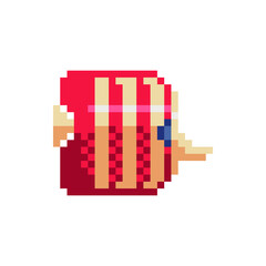 Tropical fish pixel art icon exotic animal isolated vector illustration. Design logo, mobile app, sticker, embroidery. Game assets 8-bit sprite. 