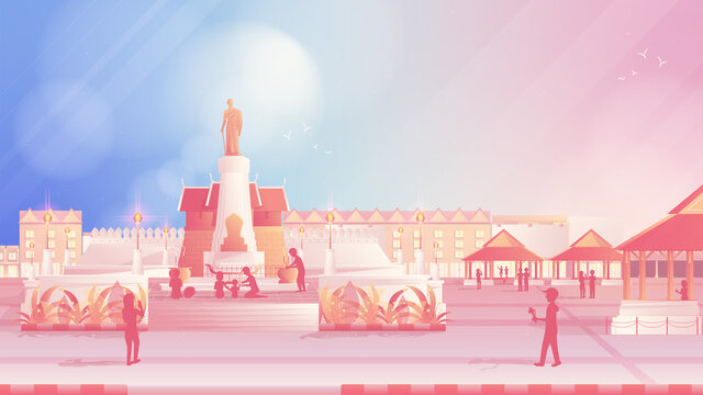 Yamo, Thao Suranaree monument in Korat or Nakhon Ratchasima city, Thailand. Day time concept