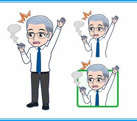 タバコを吸うサラリーマンの年配の男性