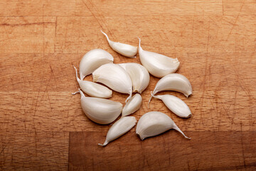 garlic on a wooden background