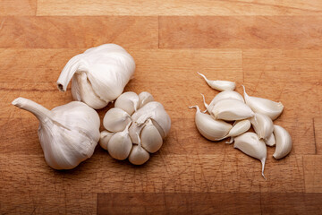 garlic on a wooden background