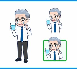 コップの水をのむサラリーマンの男性