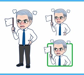 白旗を上げたサラリーマンの男性