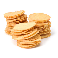 Potato chips on white background