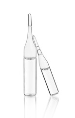  medical ampoules on an isolated white background