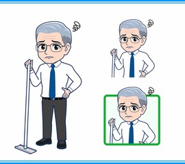 Fototapeta premium 掃除をしている社長