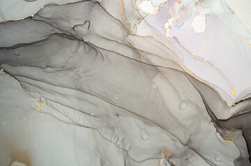 Gold Abstract Background Liquid. Alcohol Inks