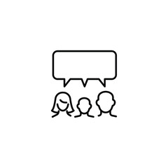 Family talk line icon. Testimonials and customer relationship management concept. Simple outline style. Vector illustration isolated on white background. EPS 10.