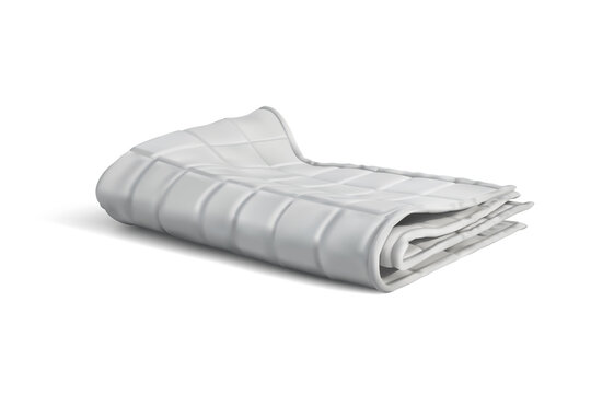 A folded blanket of a smooth white fabric on a white background. Vector illustration