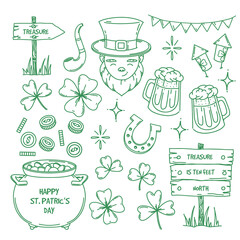 St. Patrick's Day element collection, doodle style