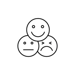 Face emoticon line icon set. Testimonials and customer relationship management concept. Simple outline style. Vector illustration isolated on white background. EPS 10.