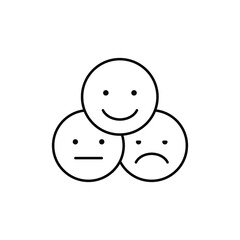 Face emoticon line icon set. Testimonials and customer relationship management concept. Simple outline style. Vector illustration isolated on white background. EPS 10.