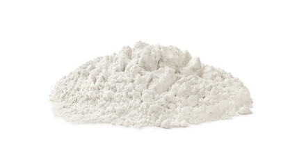 Fototapeta na wymiar Handful of flour on white background