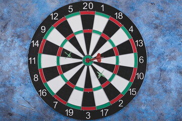 Darts and arrows. Hitting target, success business concept
