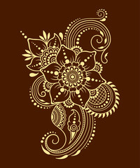 Mehndi flower pattern and mandala for Henna drawing and tattoo. Decoration in ethnic oriental, Indian style. Doodle ornament. Outline hand draw vector illustration.