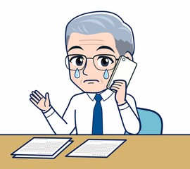 仕事をしているサラリーマンの男性