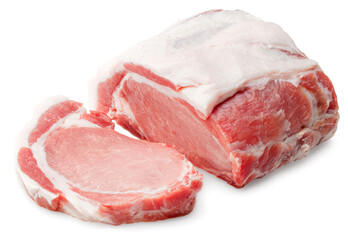 raw pork meat isolated on white background. with clipping path. full depth of field.