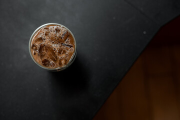 glass of coffee with milk on the table