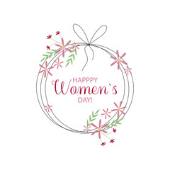 International Women's Day celebration frame with flowers decoration on white background.