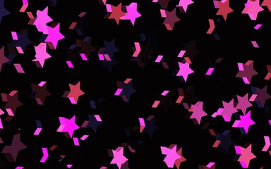 Dark Purple, Pink vector background with colored stars.
