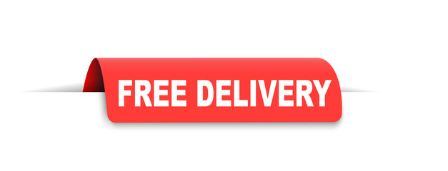 Free delivery text vector red banner
