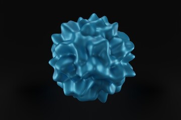 3d render of blue metallic abstracted figure isolated on dark background
