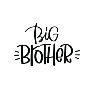 Big brother kids t-shirt iron on or decal vector design for celebrating baby announcement with family members.
