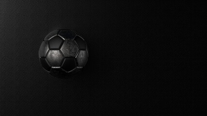 Fototapeta premium Rusty metallic silver-black soccer ball on spot light. 3D illustration. 3D high quality rendering.