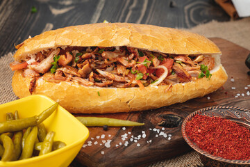 Turkish chicken doner sandwich. Fast food